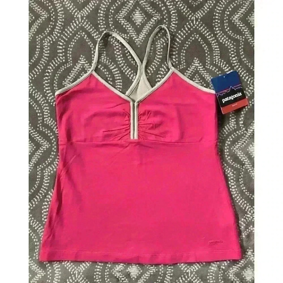 Patagonia Tank Top Shirt Womens Large Pink Balance Racerback Slim Fit Yoga NEW - Picture 3 of 10